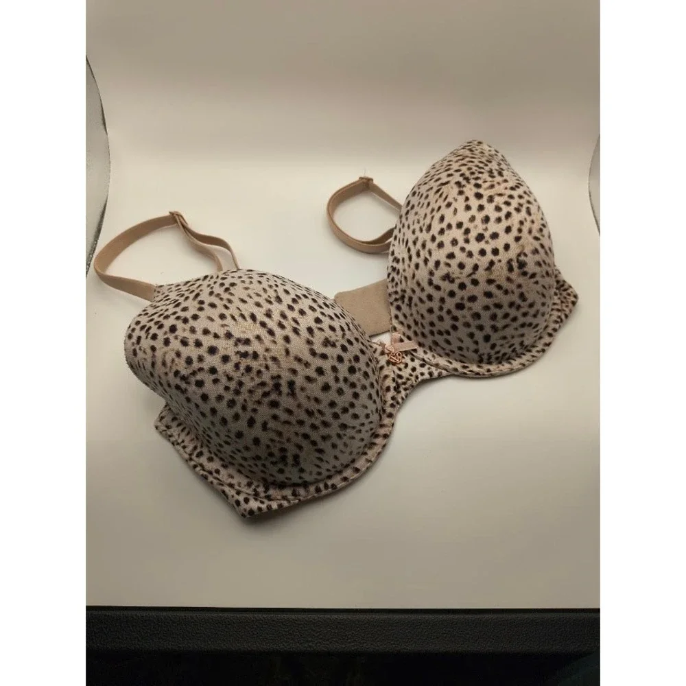 Victoria's Secret Lined Perfect Coverage Bra 32DD Leopard Print‎